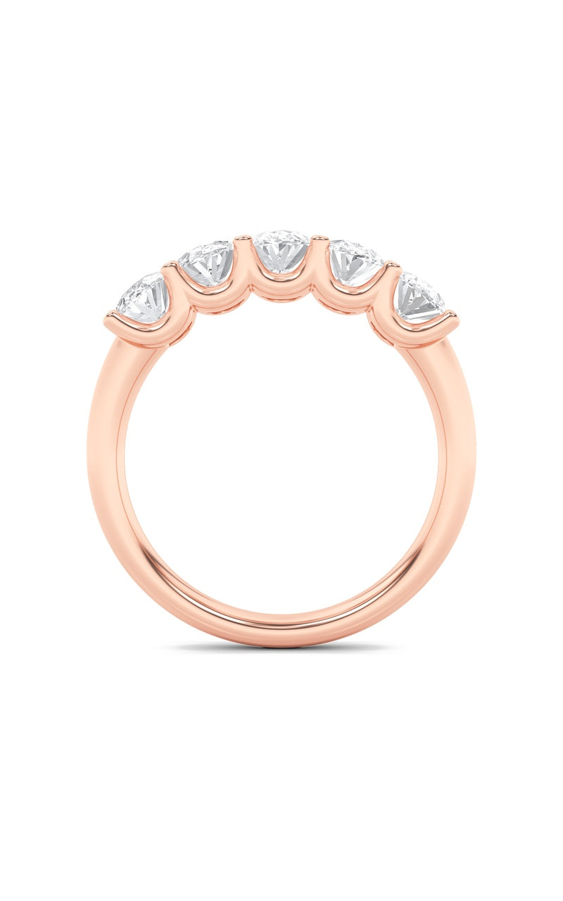 2Cttw Oval Shaped Lab Grown Diamond (F/VS) Five Stone Band Ring in 14K Gold
