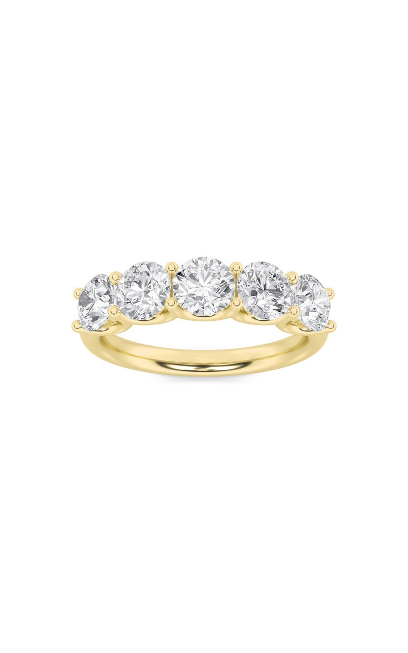 2CTW Round Shaped Lab Grown Diamond (F/VS) Five Stone Band Ring in 14K Gold