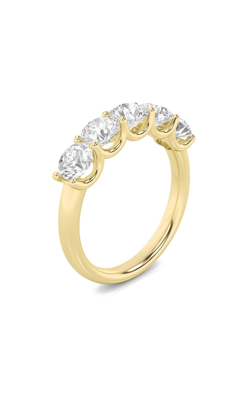 2CTW Round Shaped Lab Grown Diamond (F/VS) Five Stone Band Ring in 14K Gold