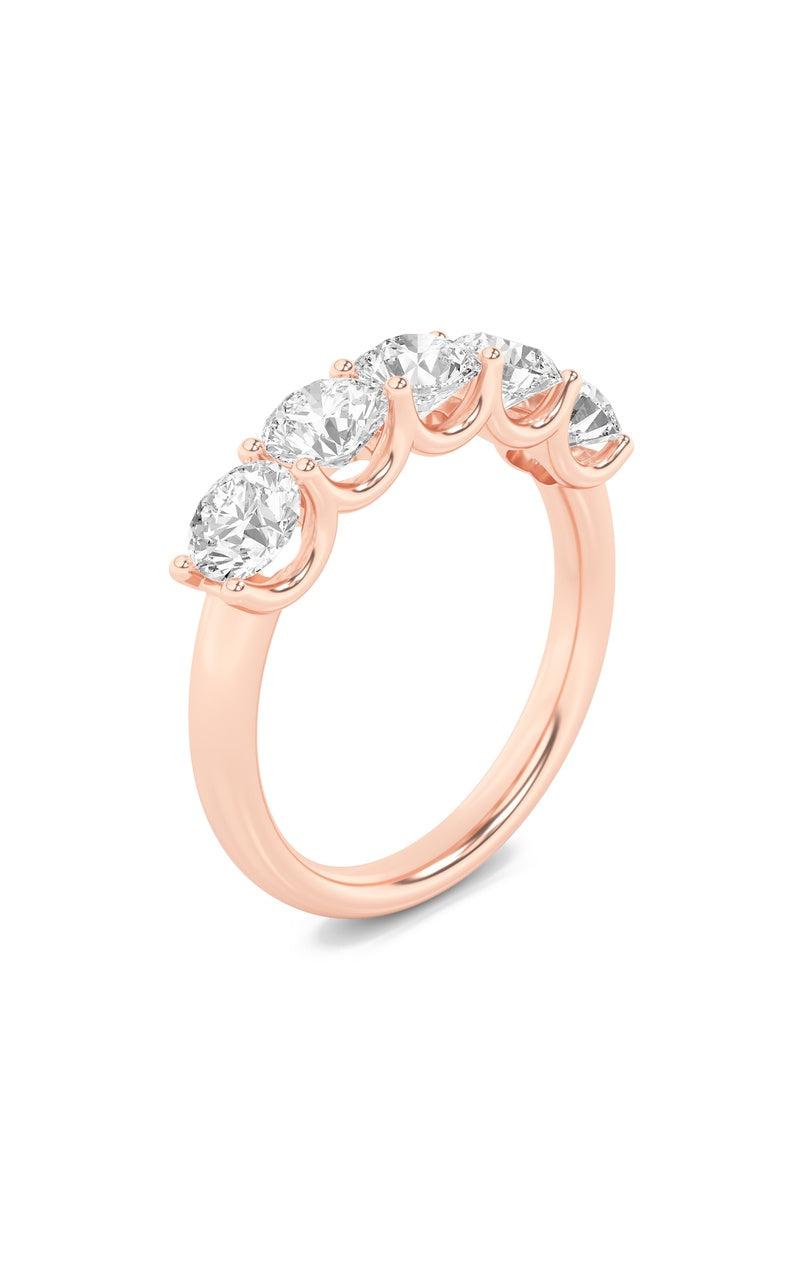 2Cttw Round Shaped Lab Grown Diamond (F/VS) Five Stone Band Ring in 14K Gold