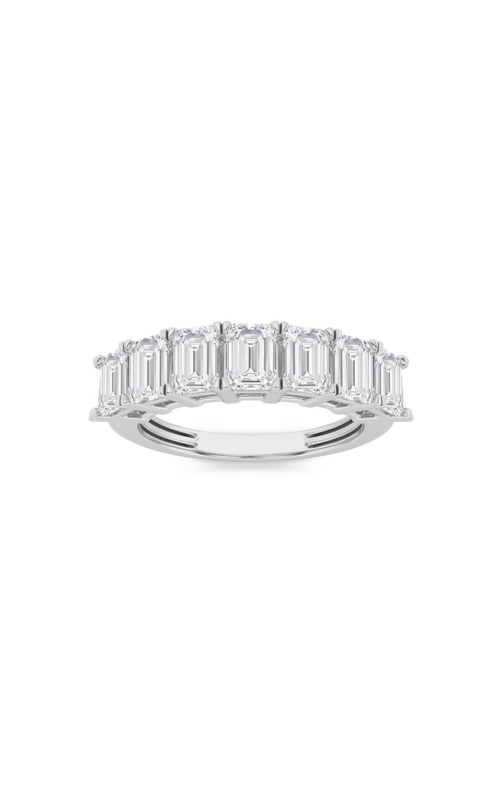 2Cttw Emerald Shaped Lab Grown Diamond (F/VS) Seven Stone Band Ring in 14K Gold
