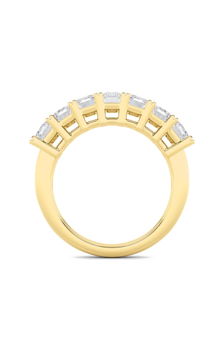 2CTW Emerald Shaped Lab Grown Diamond (F/VVS) Seven Stone Band Ring in 14K Gold