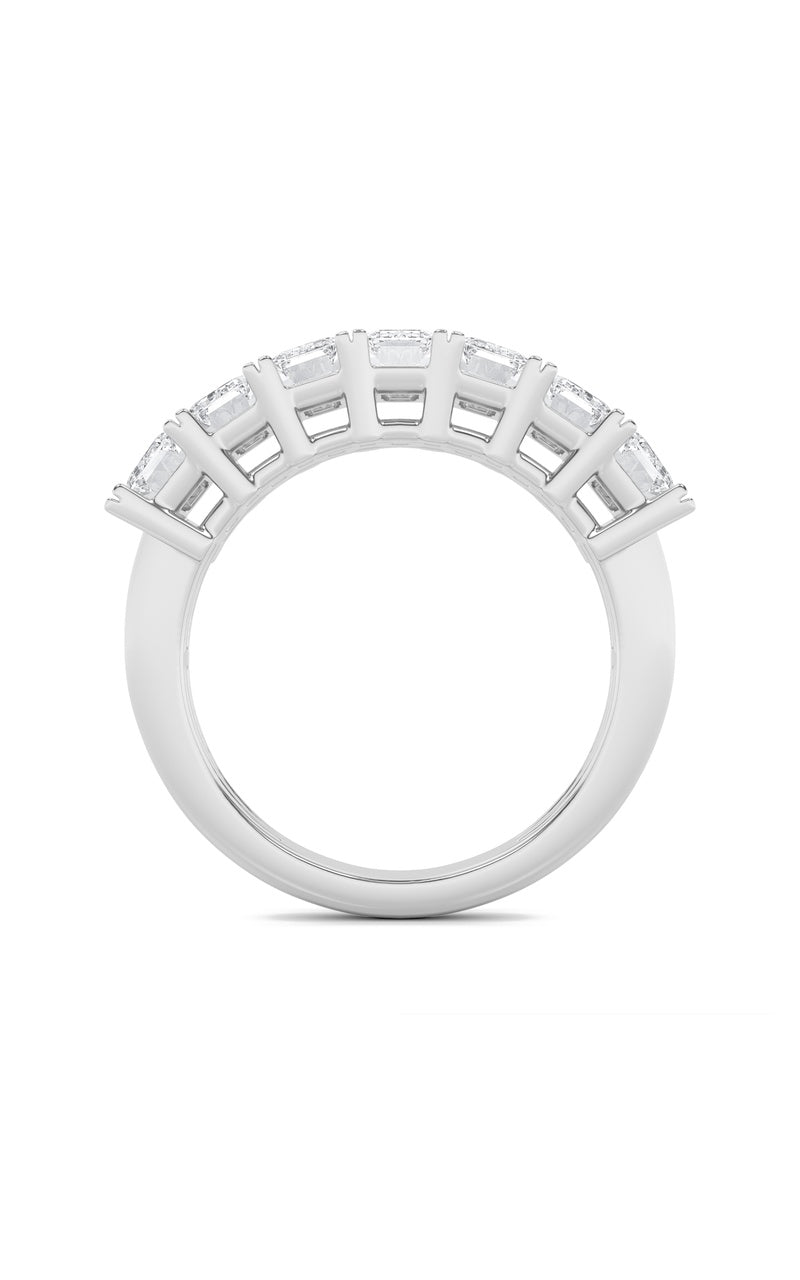 3Cttw Emerald Shaped Lab Grown Diamond (F/VS) Seven Stone Band Ring in 14K Gold