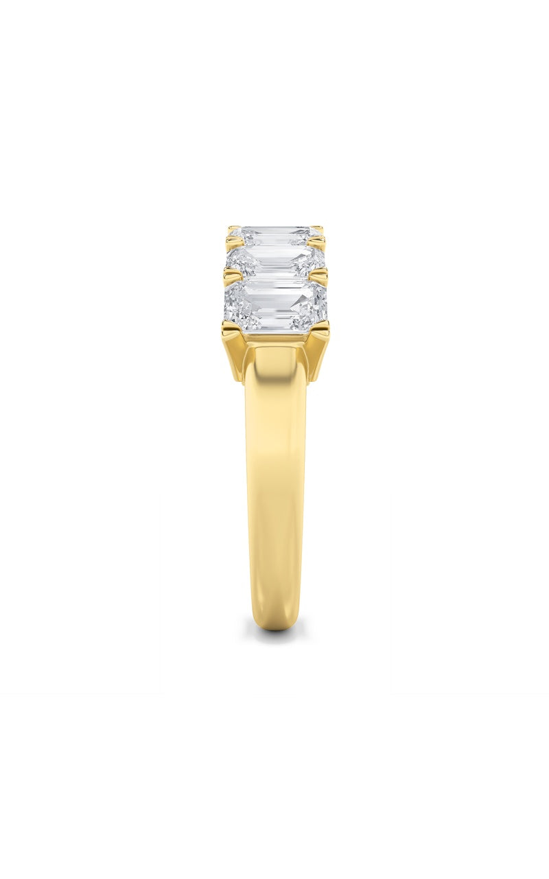 3CTW Emerald Shaped Lab Grown Diamond (F/VS) Seven Stone Band Ring in 14K Gold