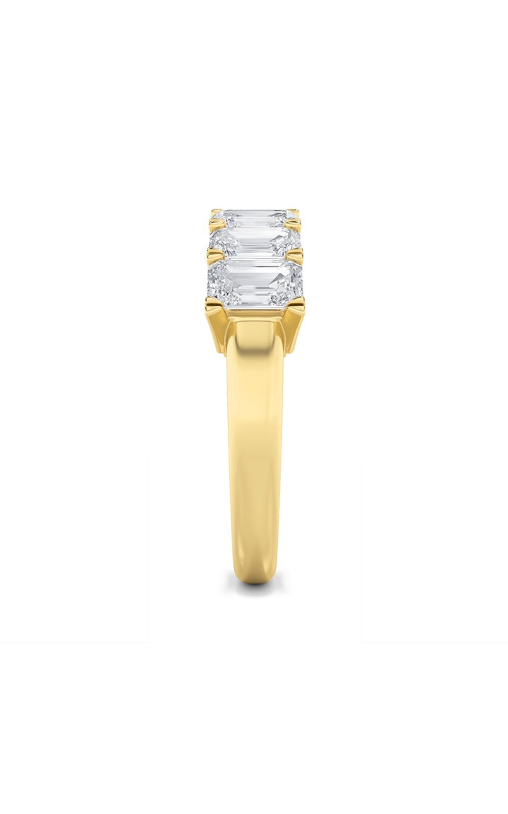 3CTW Emerald Shaped Lab Grown Diamond (F/VS) Seven Stone Band Ring in 14K Gold
