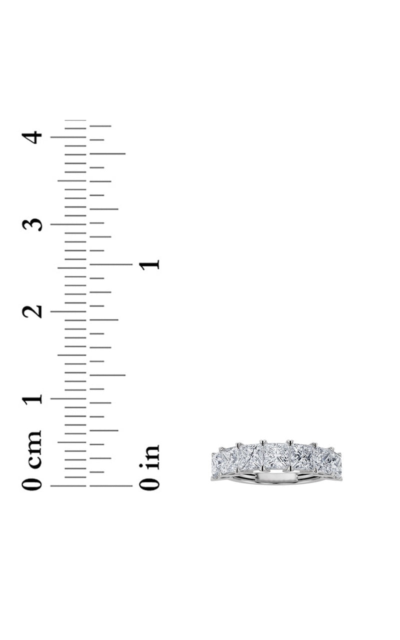 2CTW Princess Shaped Lab Grown Diamond (F/VS) Seven Stone Band Ring in 14K Gold