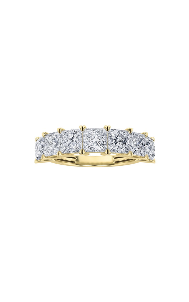 3CTW Princess Shaped Lab Grown Diamond (F/VS) Seven Stone Band Ring in 14K Gold