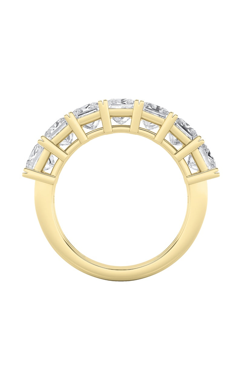 3Cttw Princess Shaped Lab Grown Diamond (F/VS) Seven Stone Band Ring in 14K Gold