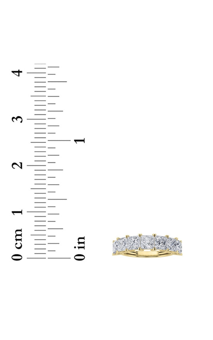 3Cttw Princess Shaped Lab Grown Diamond (F/VS) Seven Stone Band Ring in 14K Gold