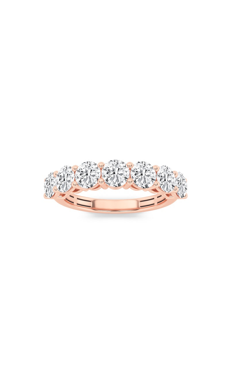 2Cttw Round Shaped Lab Grown Diamond (F/VS) SevenStone Band Ring in 14K Gold