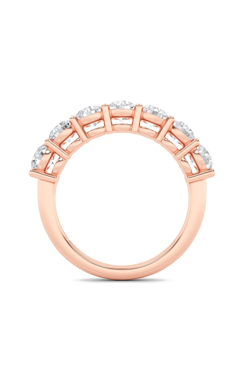 2Cttw Round Shaped Lab Grown Diamond (F/VS) SevenStone Band Ring in 14K Gold