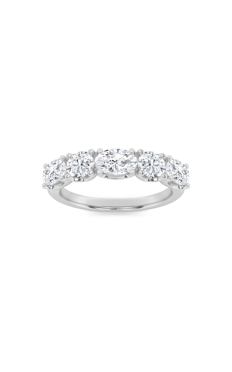 2Cttw Oval Shaped Lab Grown Diamond (F/VVS) Five Stone Band Ring in 14K Gold