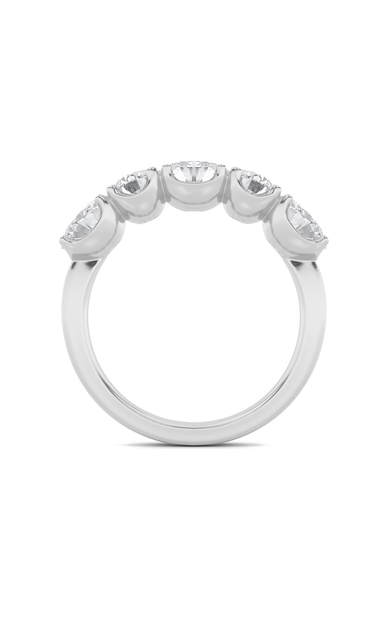 2Cttw Oval Shaped Lab Grown Diamond (F/VVS) Five Stone Band Ring in 14K Gold