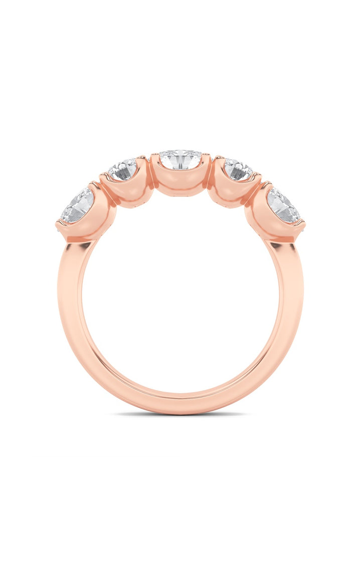 2Cttw Oval Shaped Lab Grown Diamond (F/VVS) Five Stone Band Ring in 14K Gold