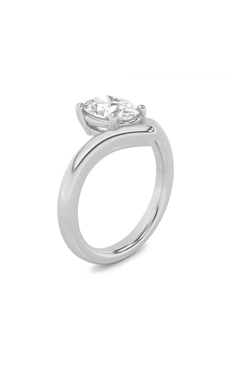 1.5CTW Oval Shaped Lab Grown Diamond (G/VS) Chevron Solitaire Engagement Ring in 14K Gold