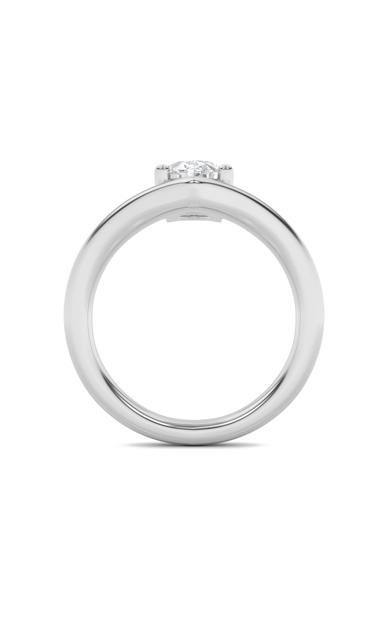 1.5CTW Oval Shaped Lab Grown Diamond (G/VS) Chevron Solitaire Engagement Ring in 14K Gold