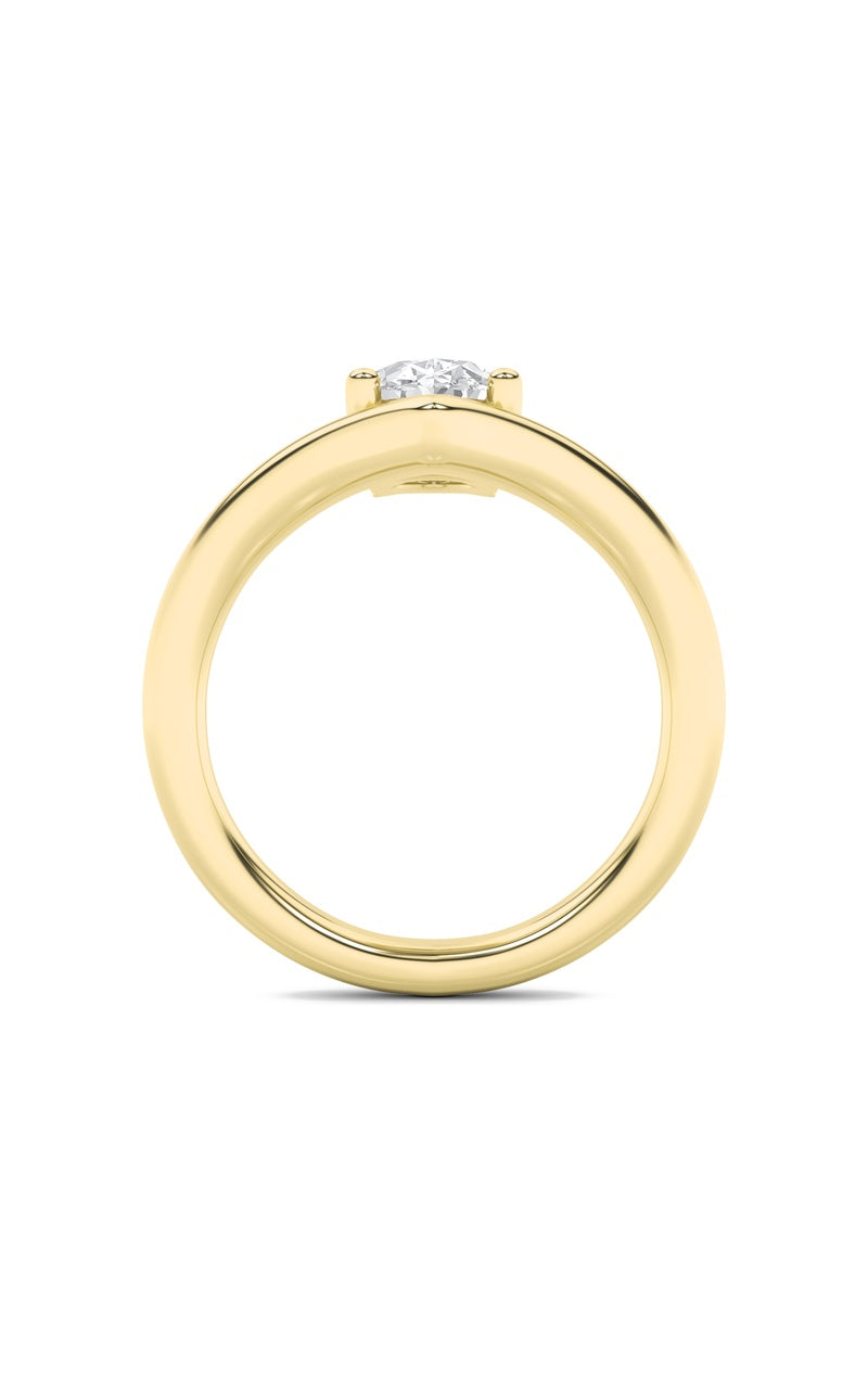 1.5Cttw Oval Shaped Lab Grown Diamond (G/VS) Chevron Solitaire Engagement Ring in 14K Gold