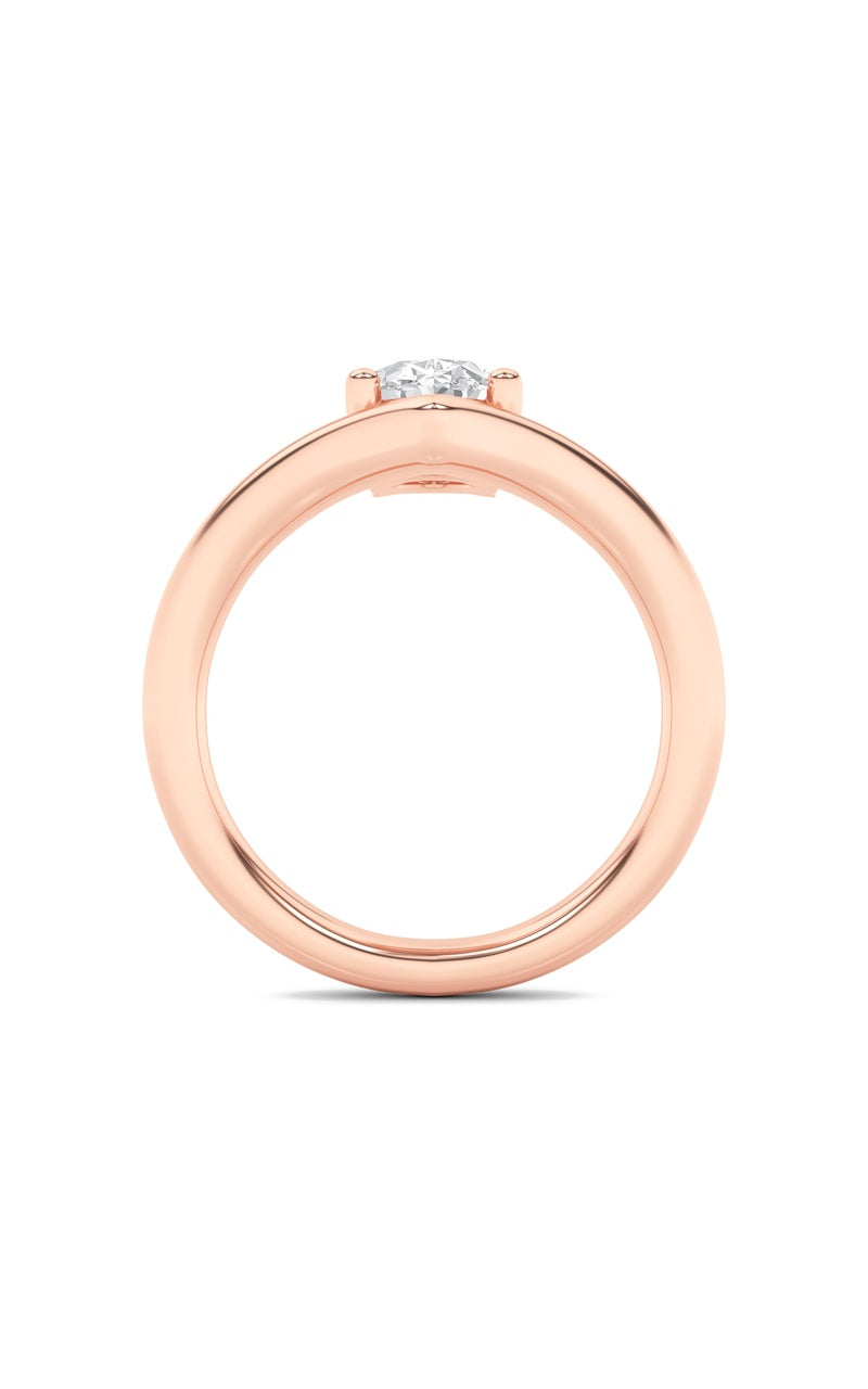 1.5Cttw Oval Shaped Lab Grown Diamond (G/VS) Chevron Solitaire Engagement Ring in 14K Gold