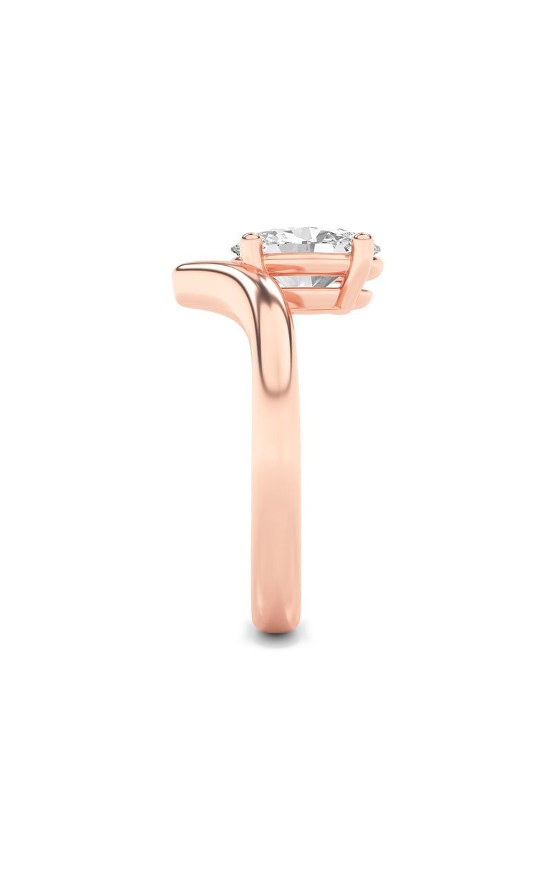 1.5CTW Oval Shaped Lab Grown Diamond (G/VS) Chevron Solitaire Engagement Ring in 14K Gold