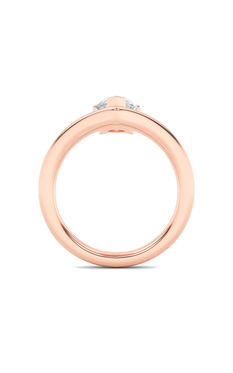 1.5Cttw Pear Shaped Lab Grown Diamond (F/VS) Chevron Solitaire Engagement Ring in 14K Gold