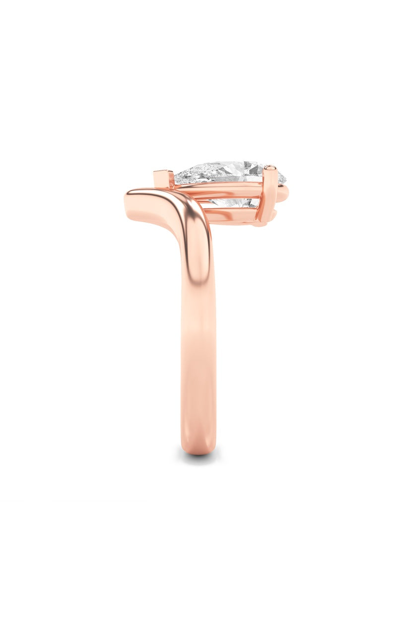 1.5CTW Pear Shaped Lab Grown Diamond (F/VS) Chevron Solitaire Engagement Ring in 14K Gold