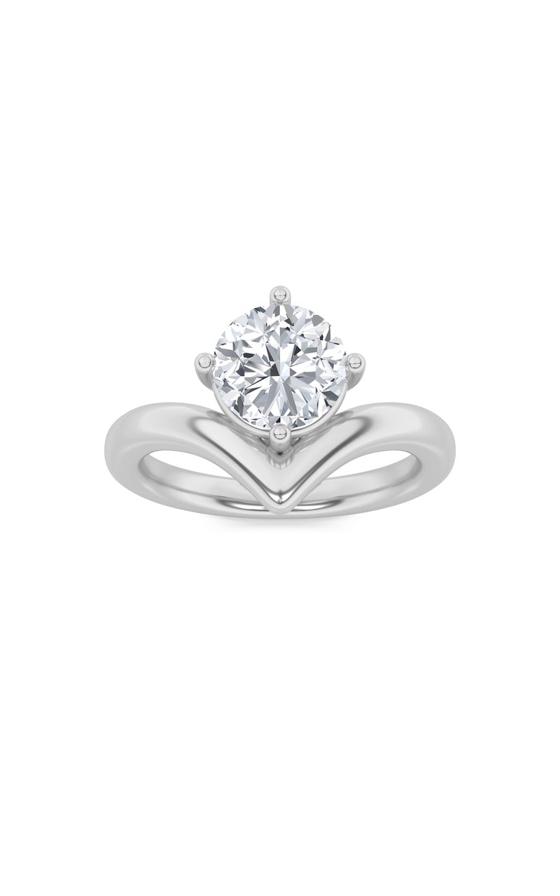 1.5CTW Round Shaped Lab Grown Diamond (G/VS) Chevron Solitaire Engagement Ring in 14K Gold