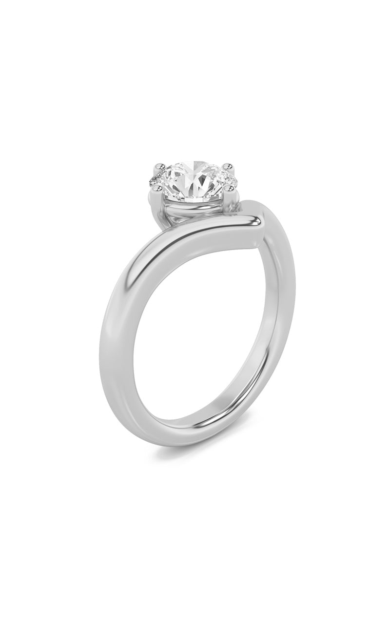 1.5Cttw Round Shaped Lab Grown Diamond (G/VS) Chevron Solitaire Engagement Ring in 14K Gold