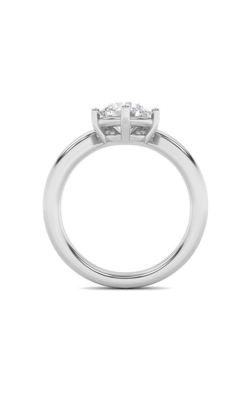 1.5CTW Round Shaped Lab Grown Diamond (G/VS) Chevron Solitaire Engagement Ring in 14K Gold