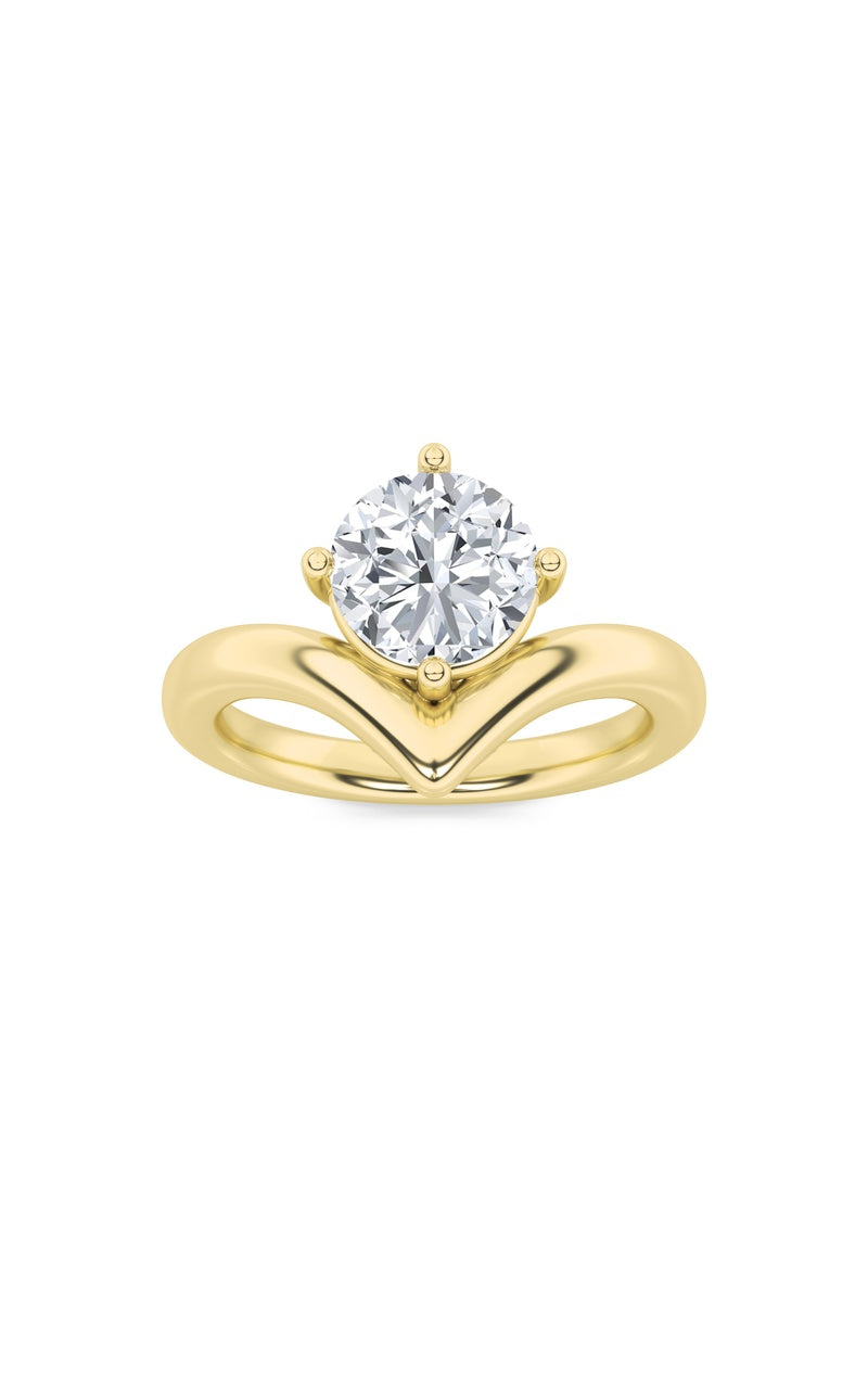 1.5CTW Round Shaped Lab Grown Diamond (G/VS) Chevron Solitaire Engagement Ring in 14K Gold