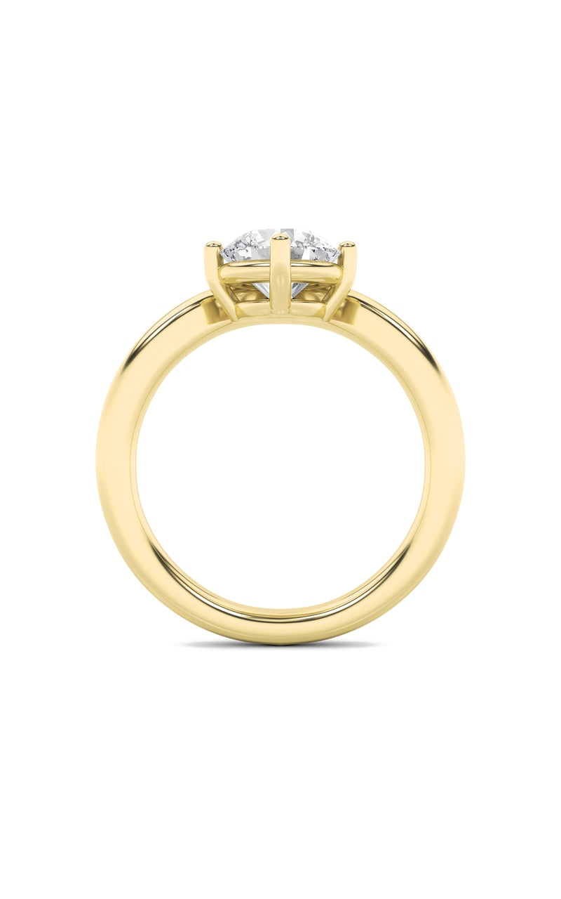 1.5CTW Round Shaped Lab Grown Diamond (G/VS) Chevron Solitaire Engagement Ring in 14K Gold