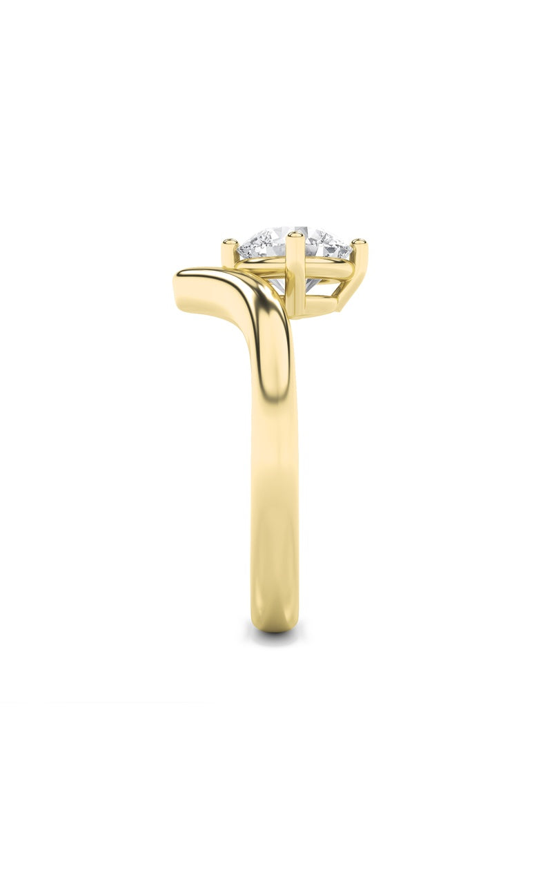 1.5CTW Round Shaped Lab Grown Diamond (G/VS) Chevron Solitaire Engagement Ring in 14K Gold