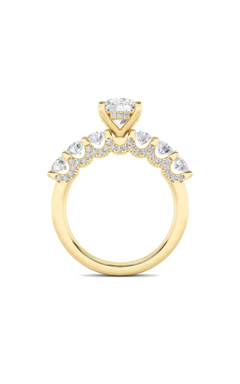 2.5Cttw Round Shaped Lab Grown Diamond (F/VS) Accented Double Halo Set of Band and  Ring in 14K Gold