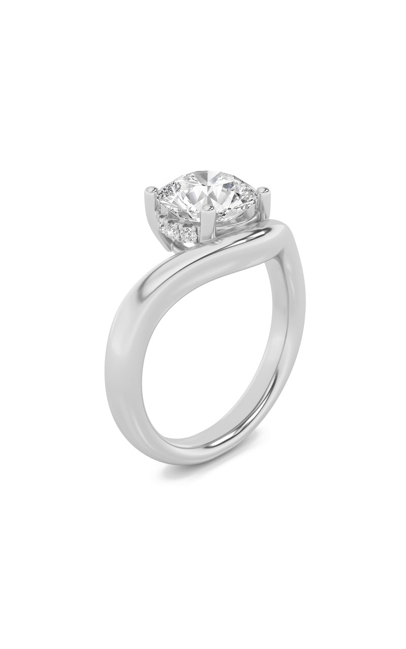 2CTW Round Shaped Lab Grown Diamond (F/VS) Accented Solitaire Fancy Engagement Ring in 14K Gold