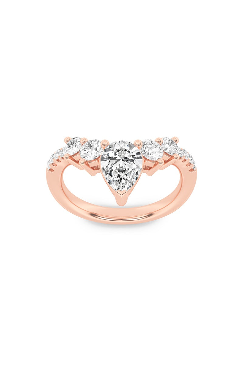 1.5CTW Pear Shaped Lab Grown Diamond (F/VS) Fancy Contour Ring in 14K Gold