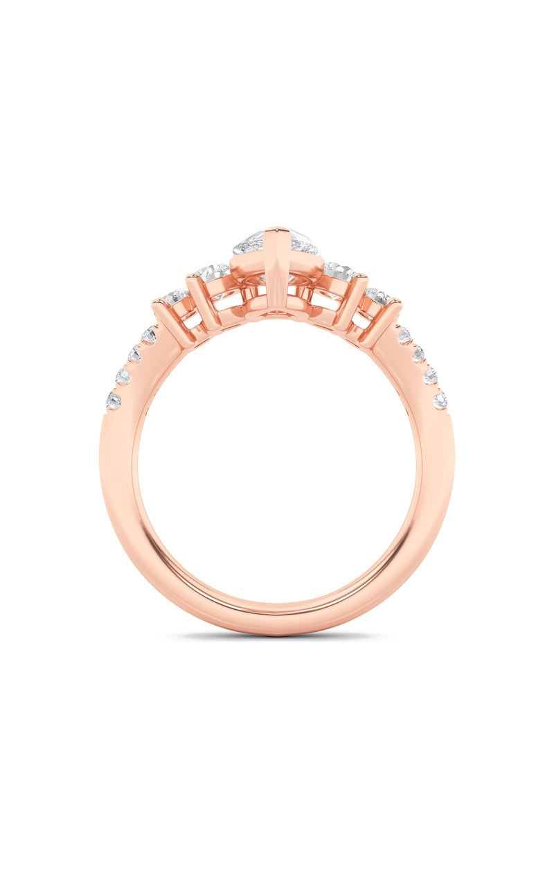 1.5Cttw Pear Shaped Lab Grown Diamond (F/VS) FancyContour Ring in 14K Gold