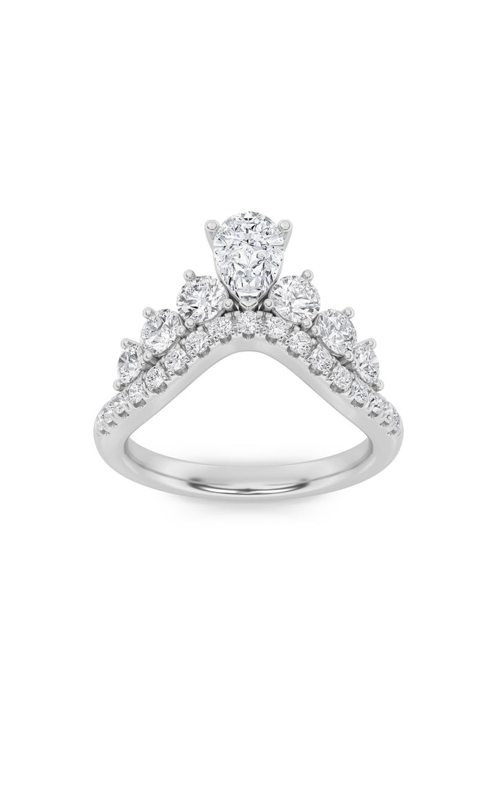 1.5Cttw Pear Shaped Lab Grown Diamond (F/VS) FancyContour Ring in 14K Gold