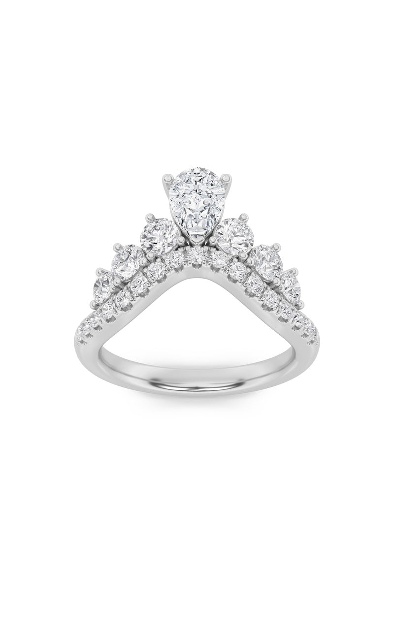 1.5CTW Pear Shaped Lab Grown Diamond (F/VS) Fancy Contour Ring in 14K Gold