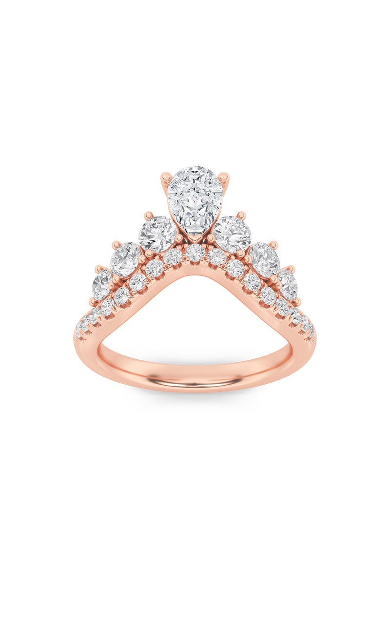 1.5Cttw Pear Shaped Lab Grown Diamond (F/VS) FancyContour Ring in 14K Gold