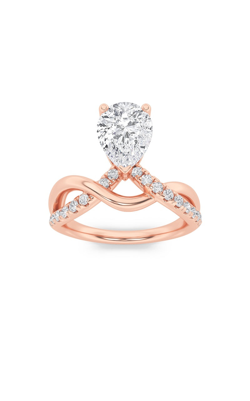 1.5Cttw Pear Shaped Lab Grown Diamond (F/VS) Fashion Solitaire Engagement Ring in 14K Gold