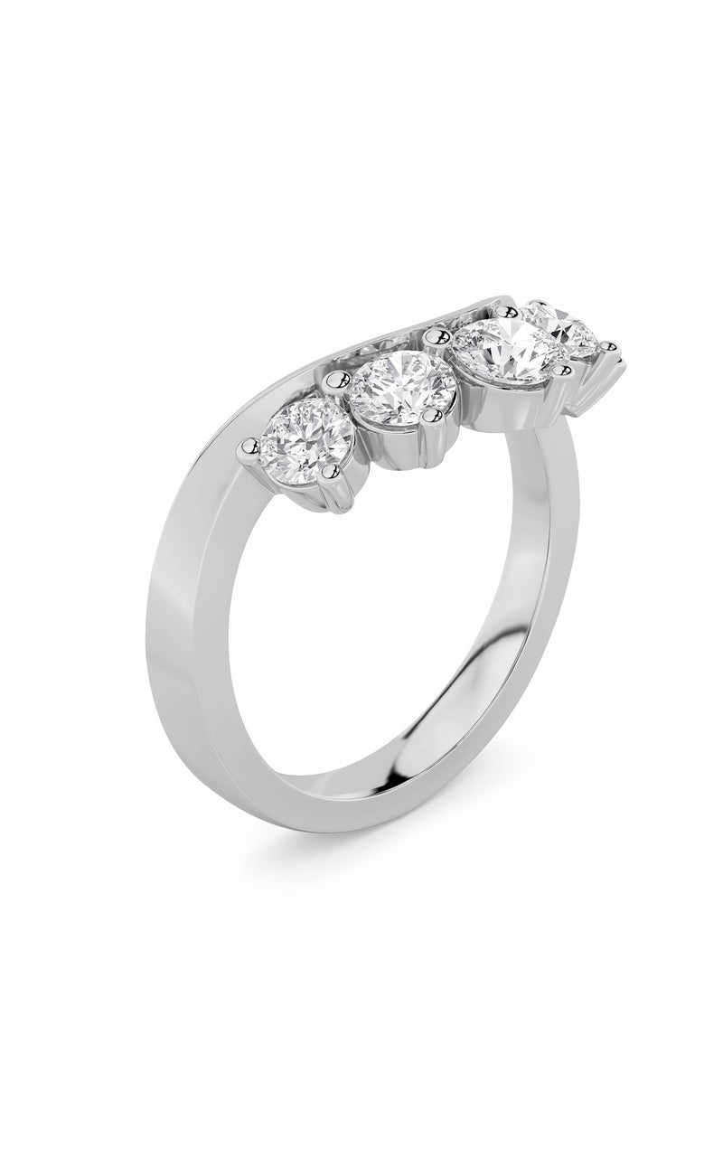 1CTW Round Shaped Lab Grown Diamond (F/VS) Fancy Contour Ring in 14K Gold