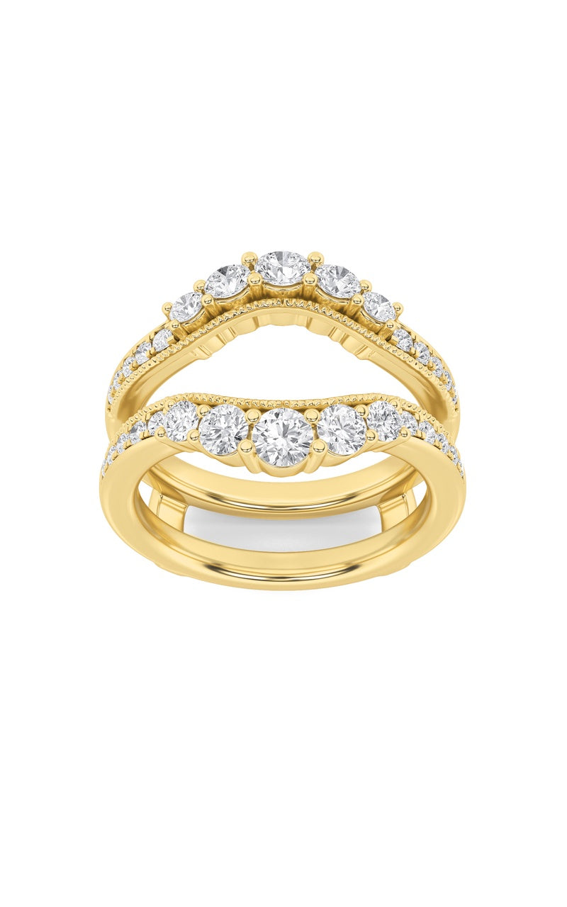 1Cttw Round Shaped Lab Grown Diamond (F/VS) InsertJacket Ring in 14K Gold