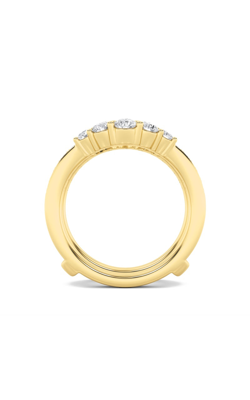 1Cttw Round Shaped Lab Grown Diamond (F/VS) InsertJacket Ring in 14K Gold