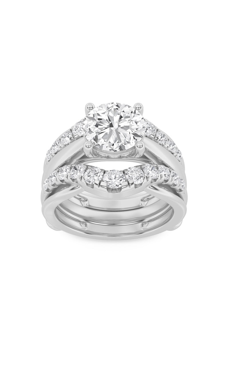 3Cttw Round Shaped Lab Grown Diamond (F/VS) InsertJacket Ring in 14K Gold
