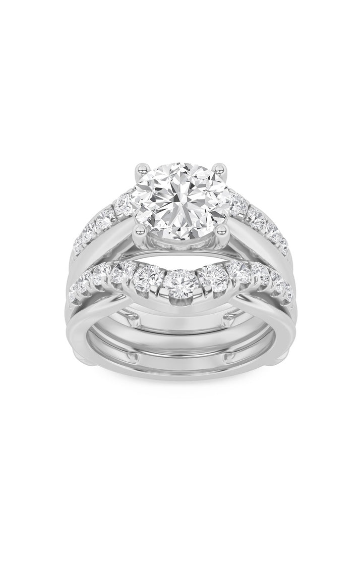 3Cttw Round Shaped Lab Grown Diamond (F/VS) InsertJacket Ring in 14K Gold
