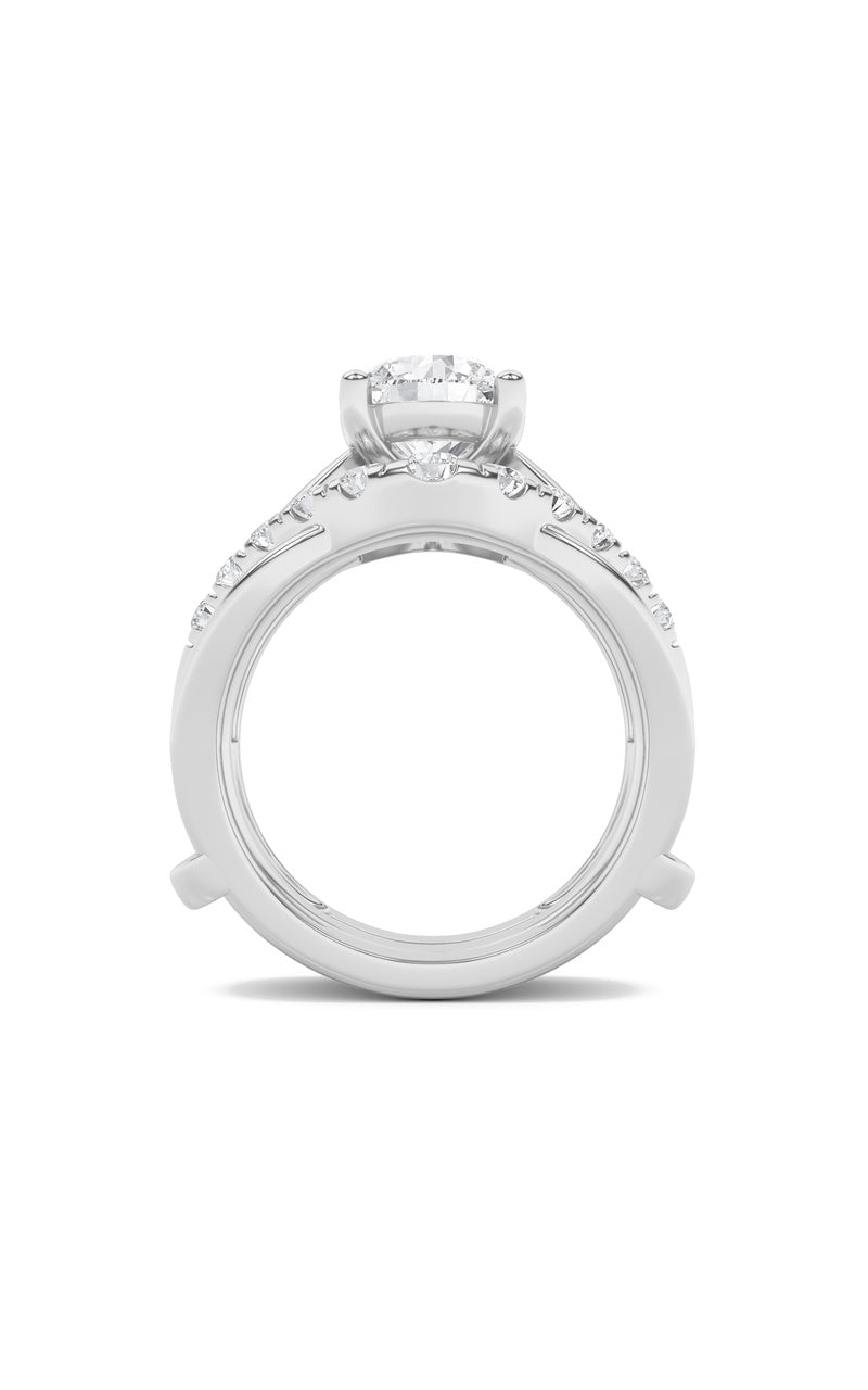 3CTW Round Shaped Lab Grown Diamond (F/VS) Insert Jacket Ring in 14K Gold