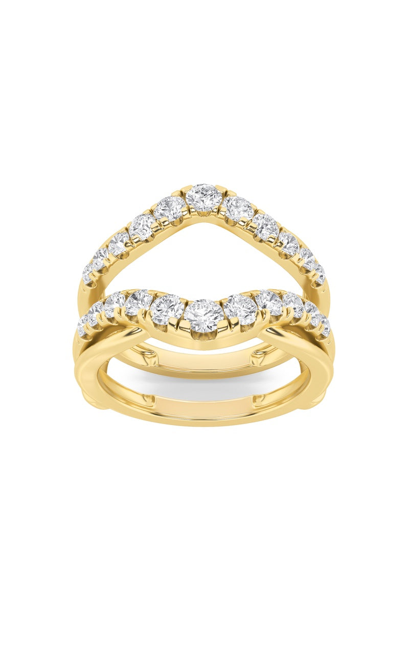 3Cttw Round Shaped Lab Grown Diamond (F/VS) InsertJacket Ring in 14K Gold