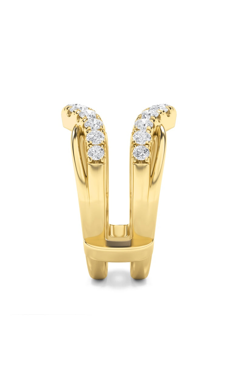 3CTW Round Shaped Lab Grown Diamond (F/VS) Insert Jacket Ring in 14K Gold