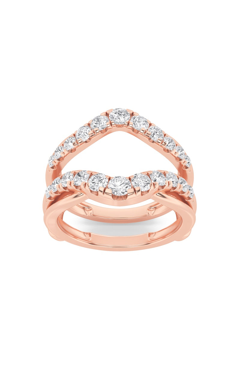 3Cttw Round Shaped Lab Grown Diamond (F/VS) InsertJacket Ring in 14K Gold