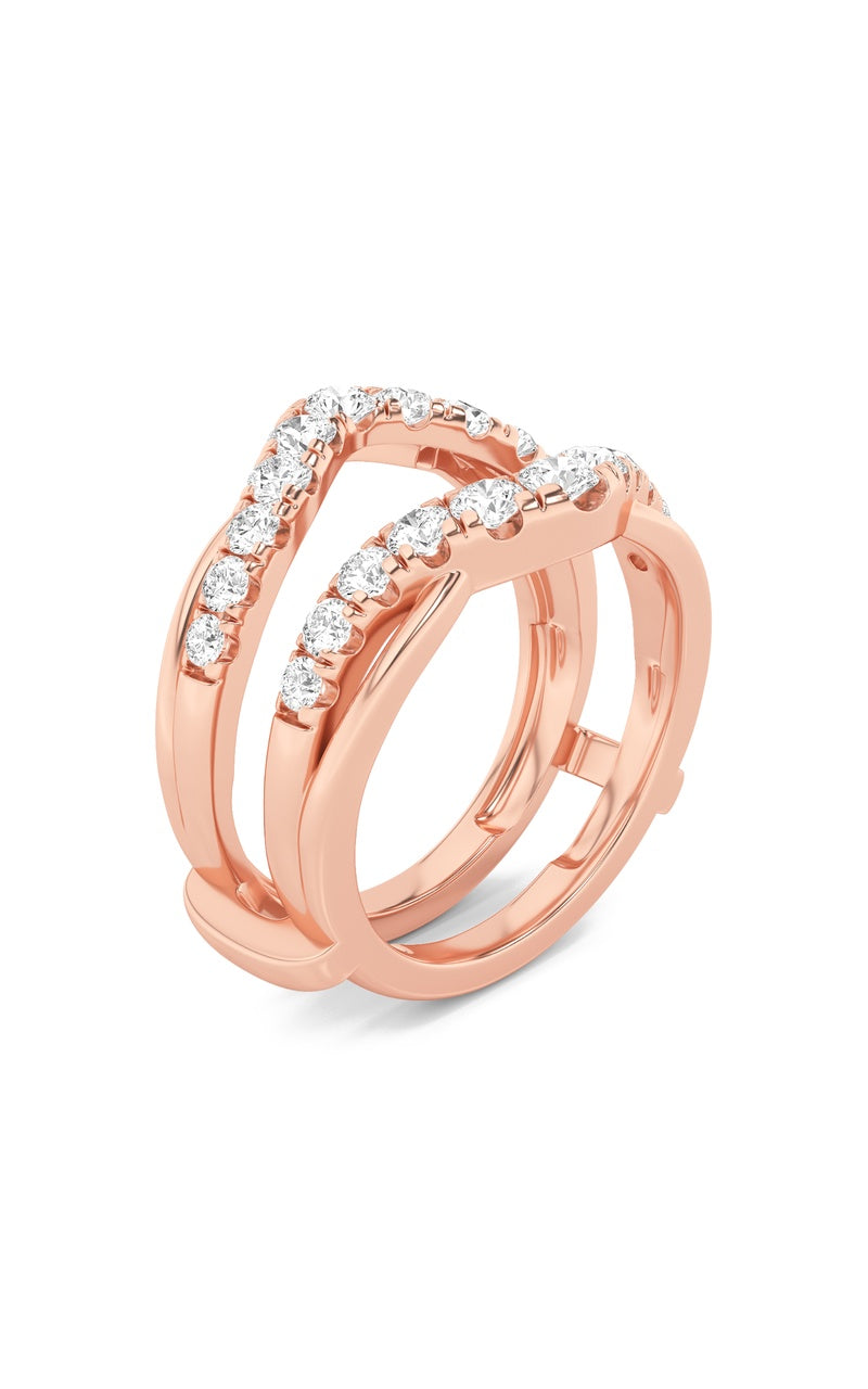 3Cttw Round Shaped Lab Grown Diamond (F/VS) InsertJacket Ring in 14K Gold