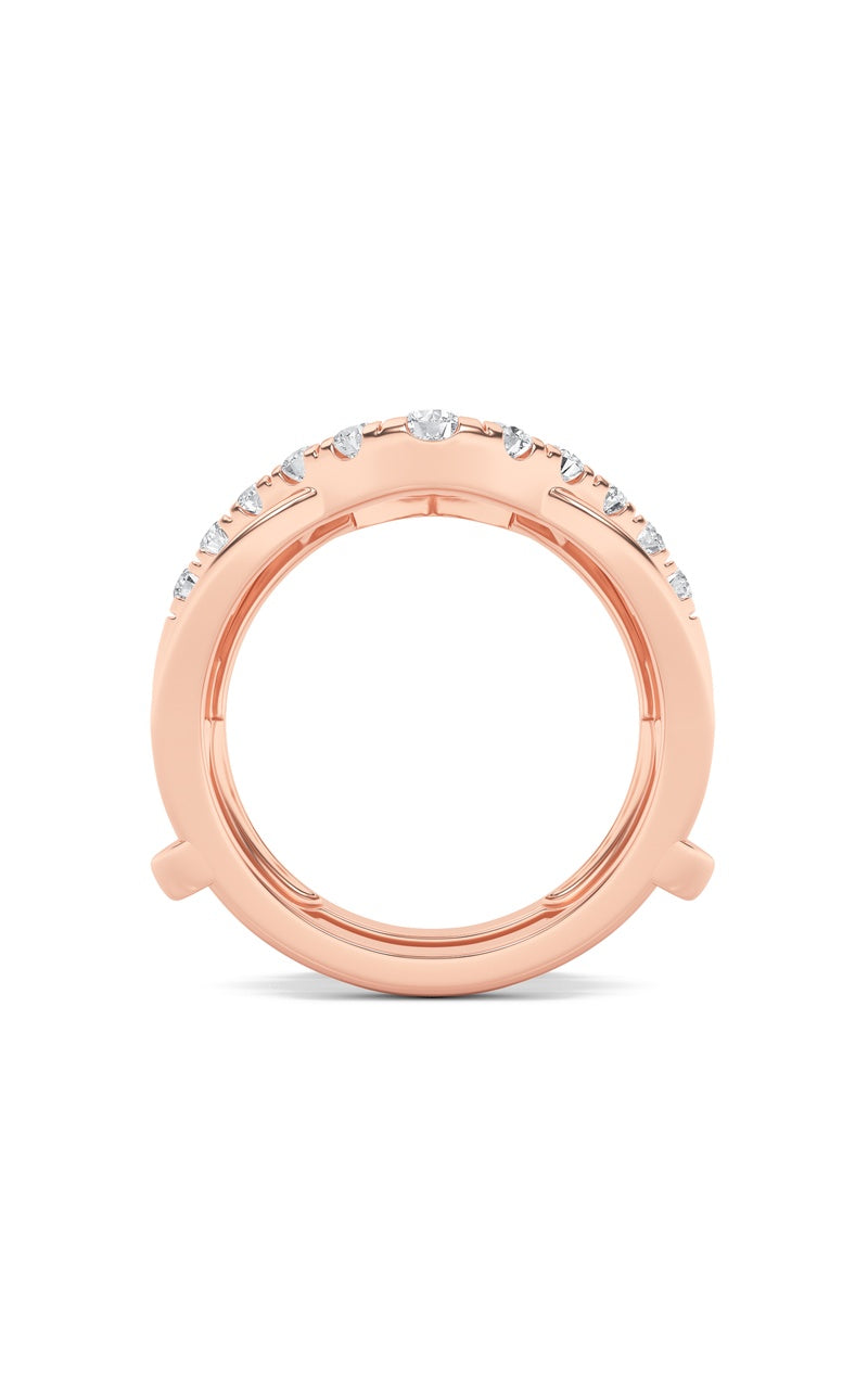 3Cttw Round Shaped Lab Grown Diamond (F/VS) InsertJacket Ring in 14K Gold